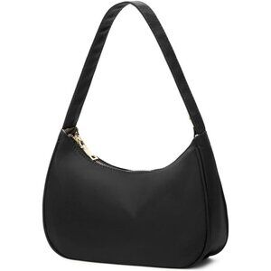 Women’s Nylon Black Cute Hobo Tote Handbag Mini Clutch Purse with Zipper Closure